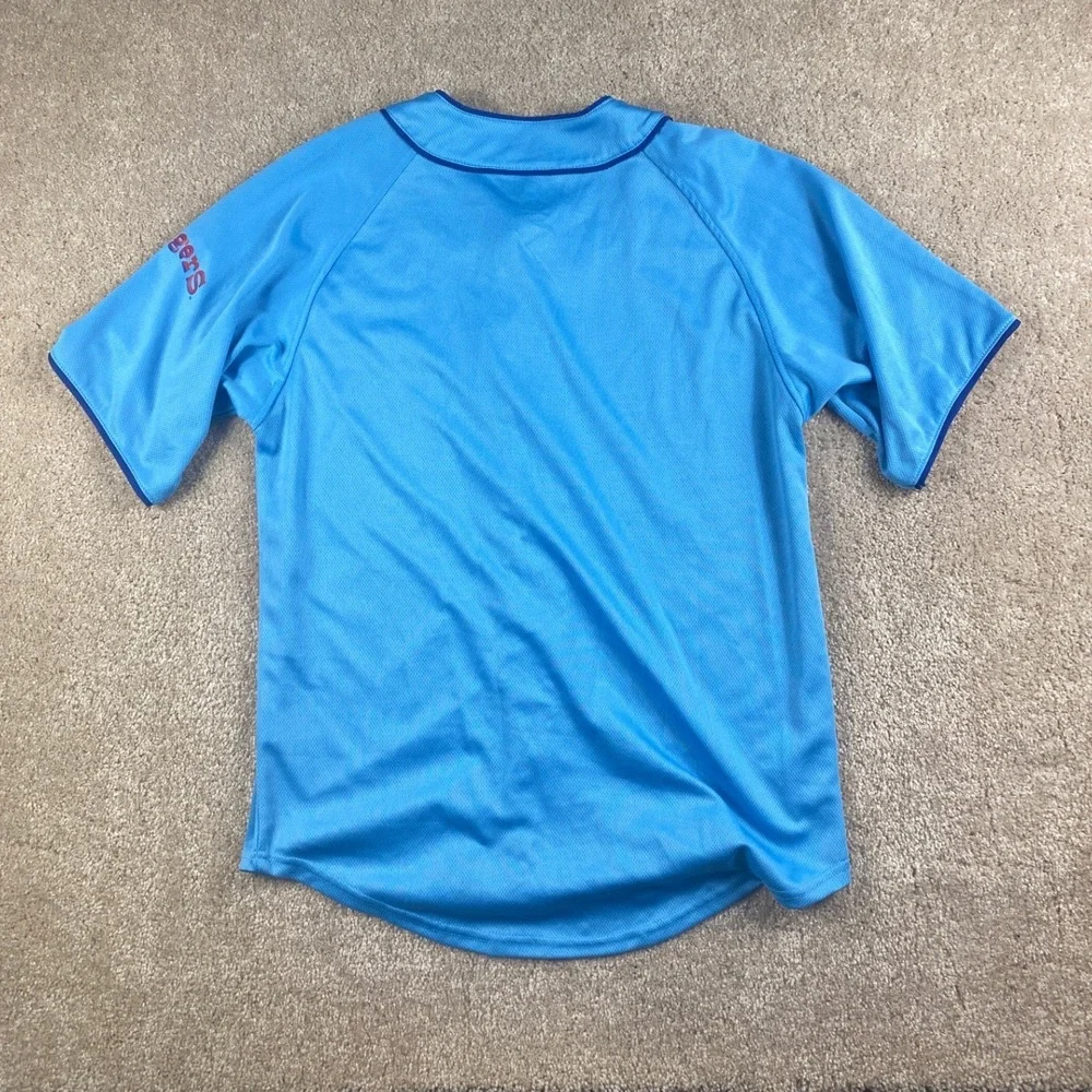 Texas Rangers Cooperstown Collection Baseball Jersey Powder Blue Mens Medium - Picture 7 of 8